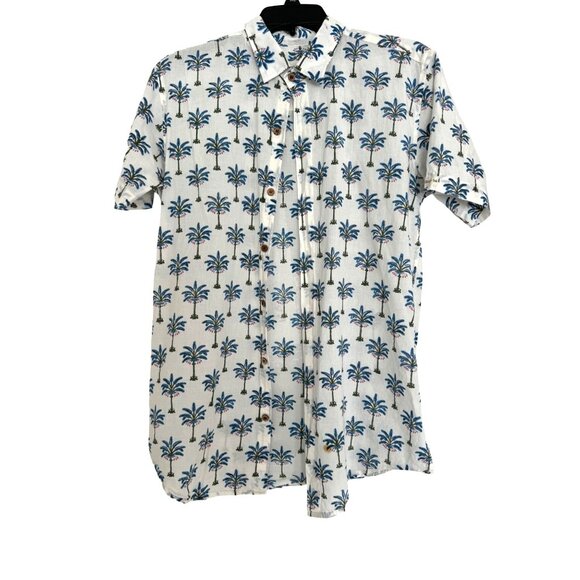 Mens Block printed Button front short sleeve - Picture 1 of 7
